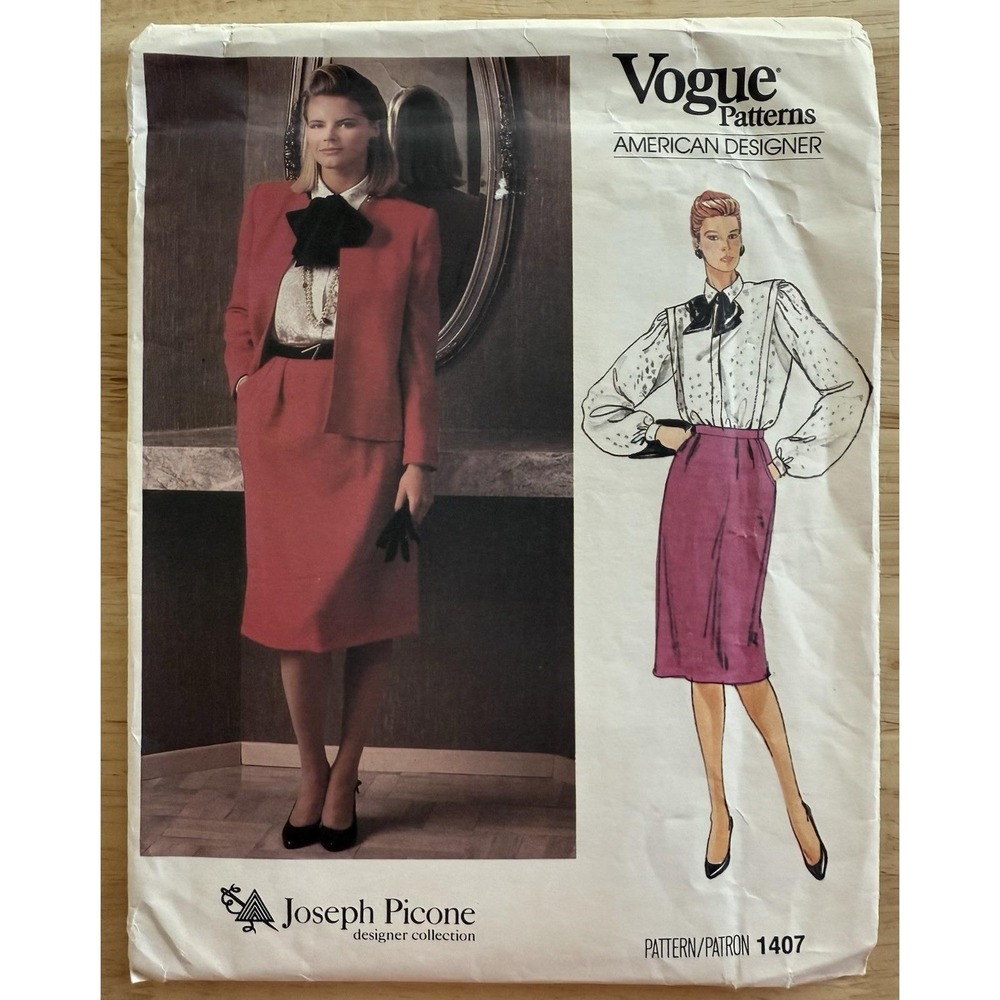 Vogue Patterns American Designer Joseph Picone 1407 Misses Jacket Skirt Top Sz 8